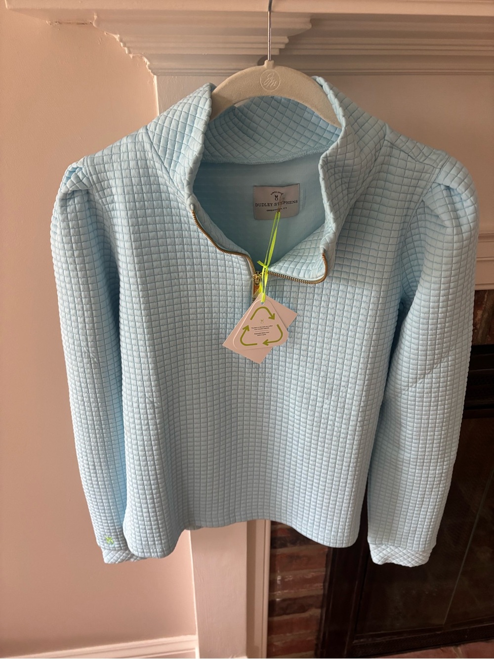 Dudley Stephens Quilted Half-Zip Sweater - Light Blue